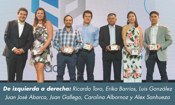 De izquierda a derecha: Ricardo Toro, Erika Barrios, Luis González, Juan José Abarca, Juan Gallego, Carolina Albornoz y Alex Sanhueza 
